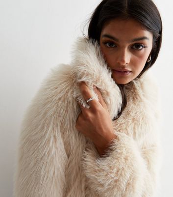 Collared faux clearance fur jacket