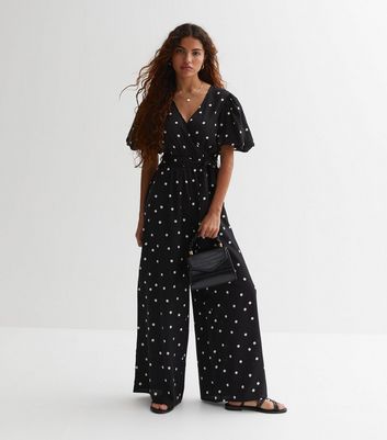 Black patterned sale jumpsuit