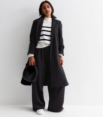 Petite Black Longline Formal Coat New Look