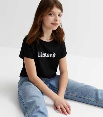 Girls Black Blessed Logo T-Shirt