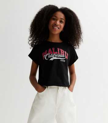 Girls Black Malibu Logo T-Shirt