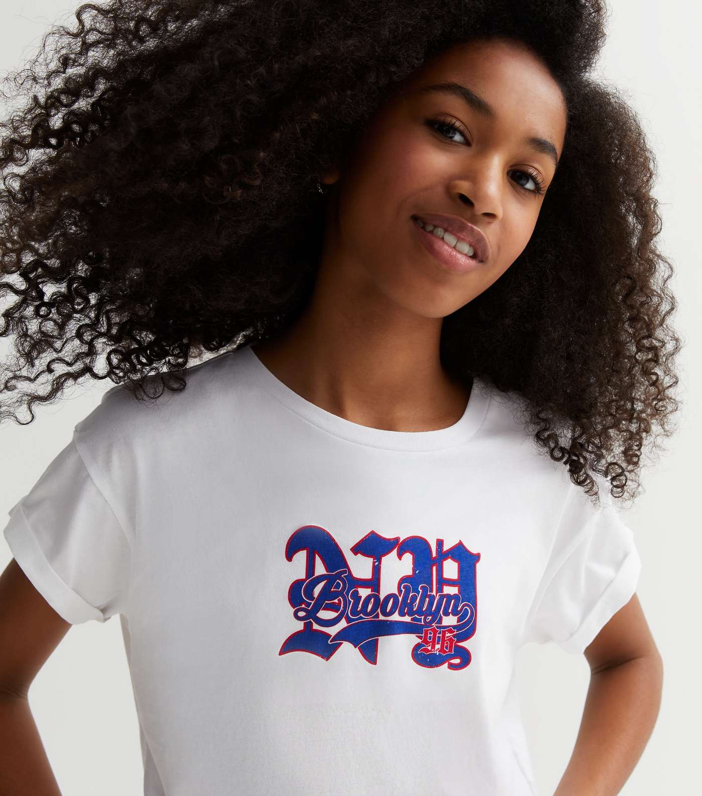 Girls White Gothic NY Logo T-Shirt Image 3