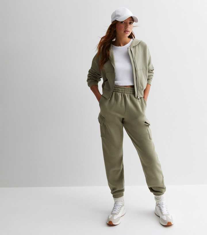 Girls Khaki Crop Hoodie | New Look