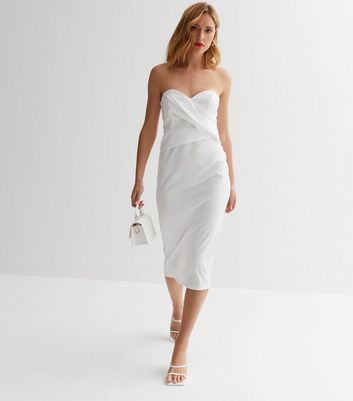 White bandeau best sale dress midi