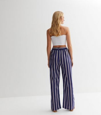 Navy blue and white striped best sale palazzo pants