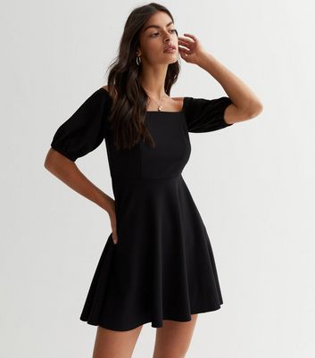 Puff sleeve mini dress black sale