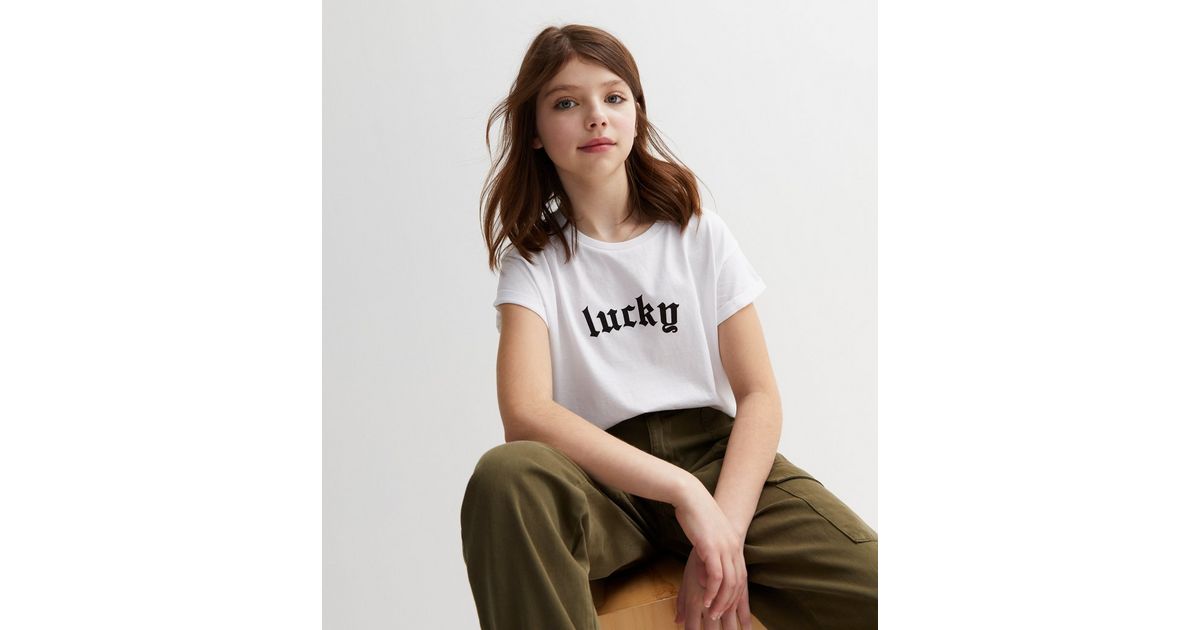 Girls White Lucky Logo T-Shirt