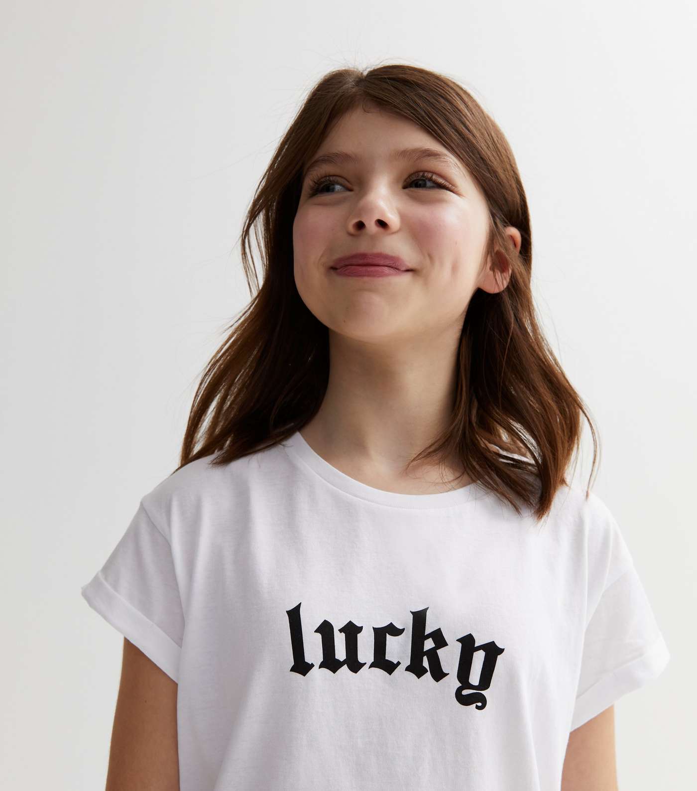 Girls White Lucky Logo T-Shirt Image 2