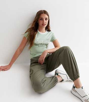 Girls Green Manhattan Logo Ringer T-Shirt