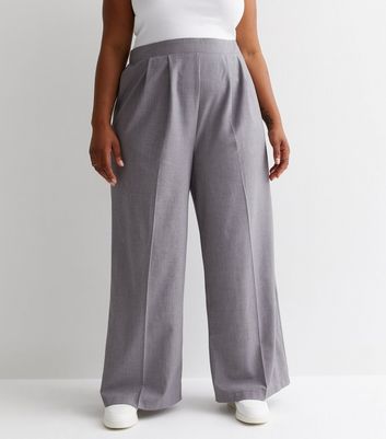 Curves Pale Grey Wide Leg Trousers New Look