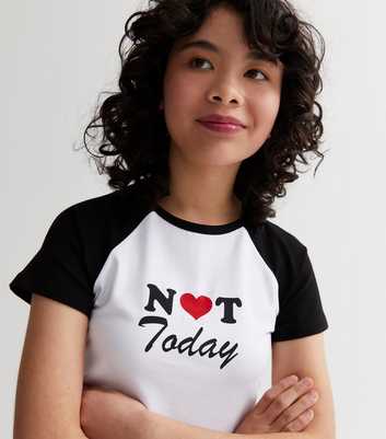 Girls Black Logo Not Today Heart Ringer T-Shirt