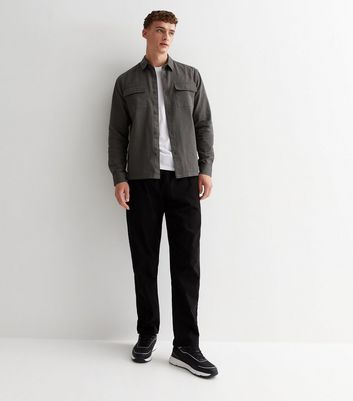 Men's Dark Grey Cotton Twill Regular Fit Overshirt New Look