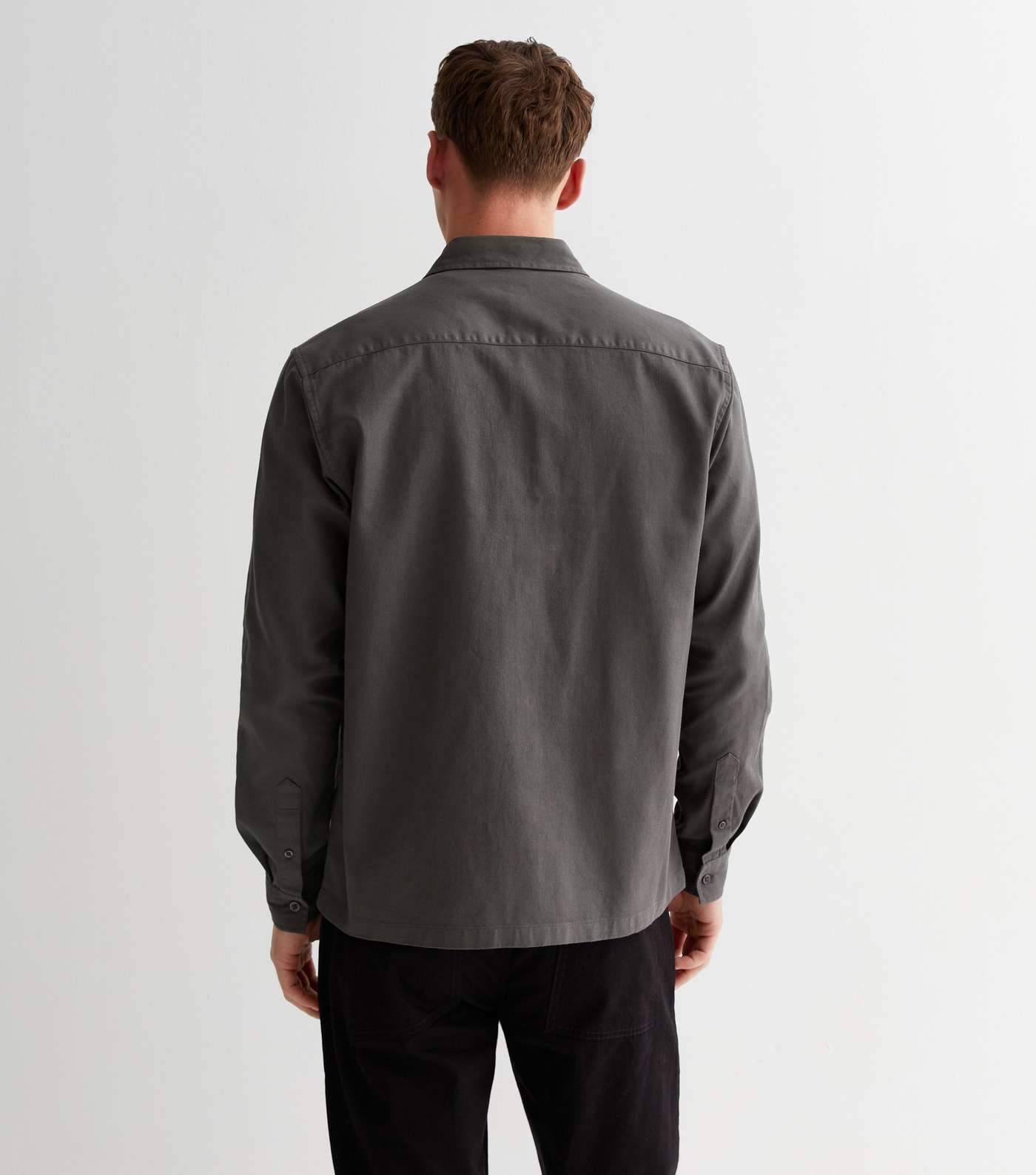 Dark Grey Cotton Twill Regular Fit Overshirt Image 4