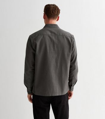 Dark Grey Cotton Twill Regular Fit Overshirt | New Look