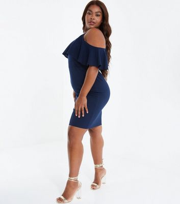 Frill cold shoulder midi 2024 dress