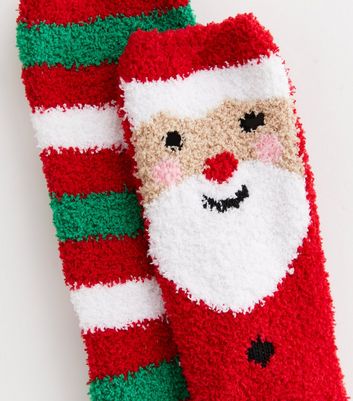Loungeable christmas fluffy socks in red zig zags
