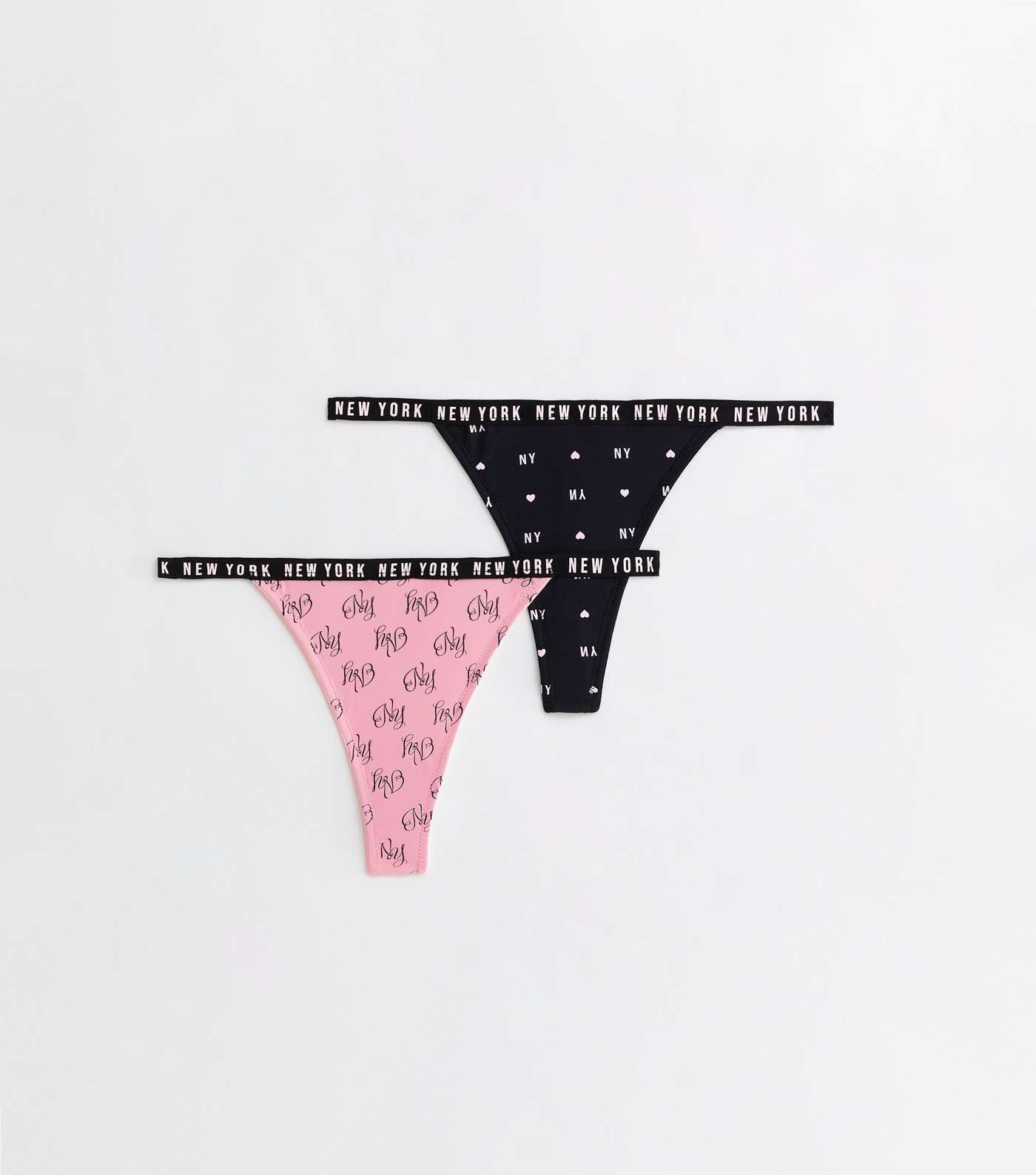 2 Pack Black and Pink New York Logo Thongs Image 5