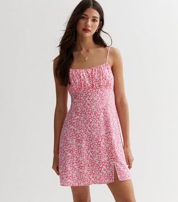 Strappy floral mini clearance dress