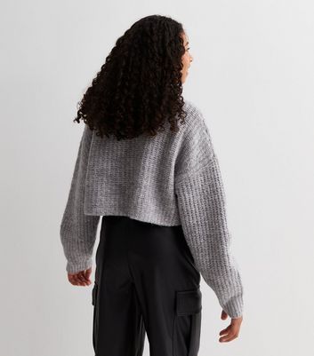 Grey knitted cropped online jumper