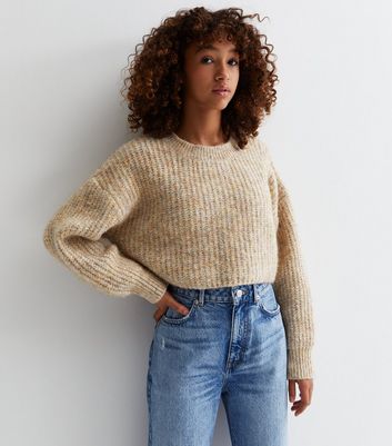 Girls Camel Knit Crop Jumper