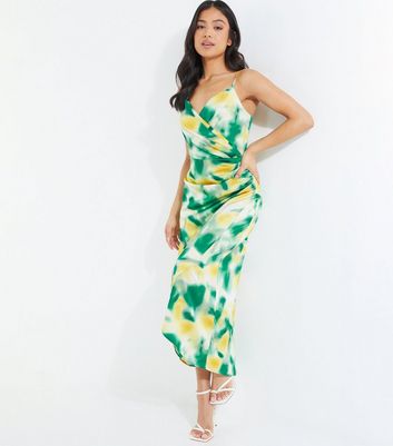 QUIZ Petite Green Tie Dye Strappy Midi Dress New Look