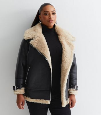 Buy Womens Black Aviator Shearling Jacket Online in India - Etsy