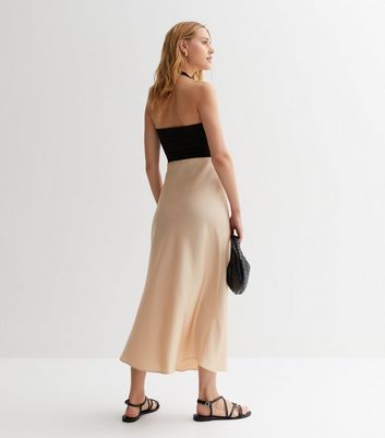 New look satin midi skirt in gold best sale