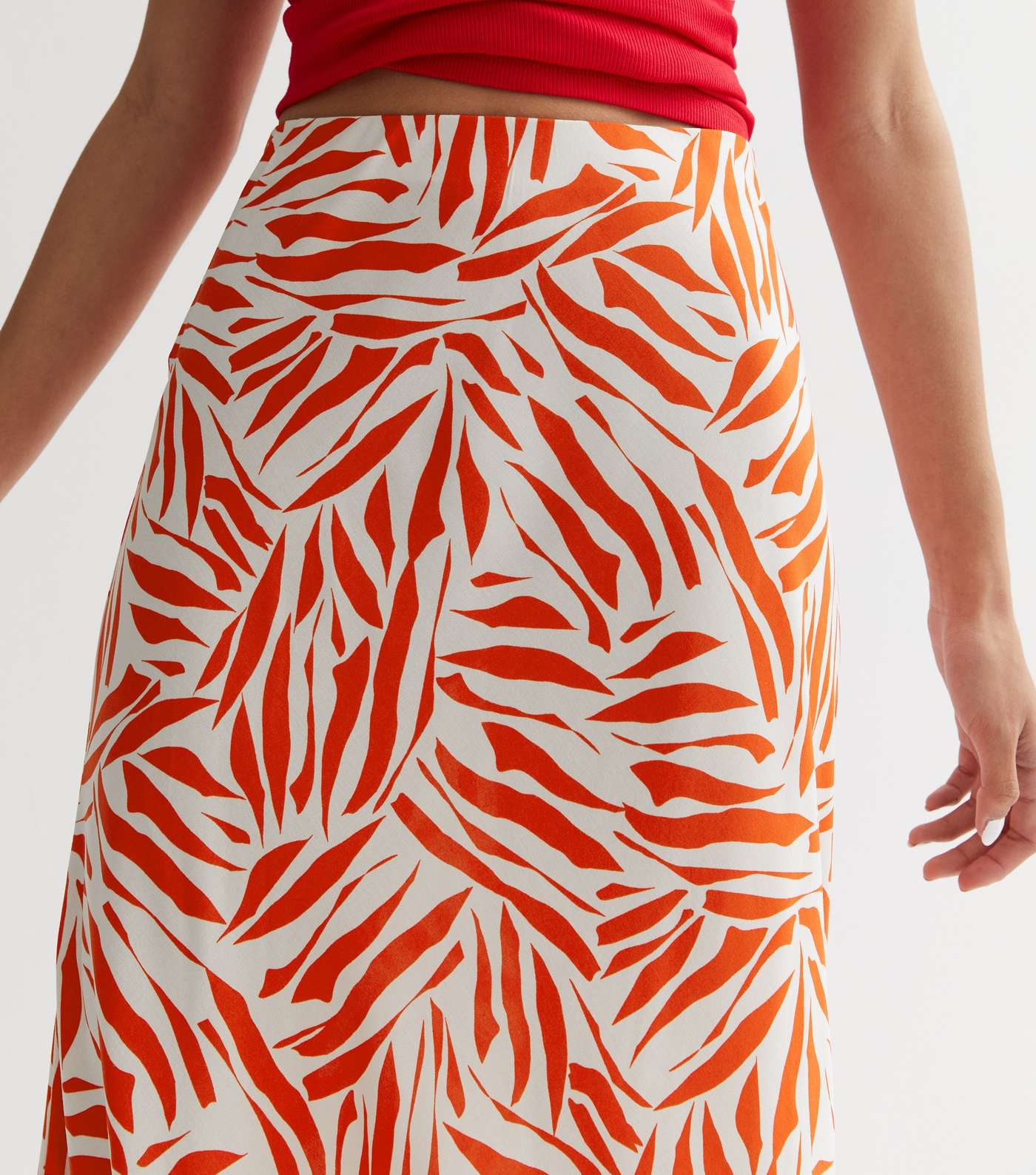 Red Abstract Bias Cut Maxi Skirt Image 3