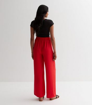 Red Wide Leg Trousers New Look