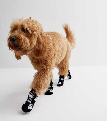 Black Halloween Ghost Dog Socks