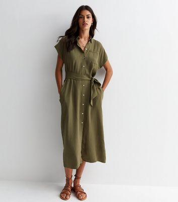 Olive button down outlet dress