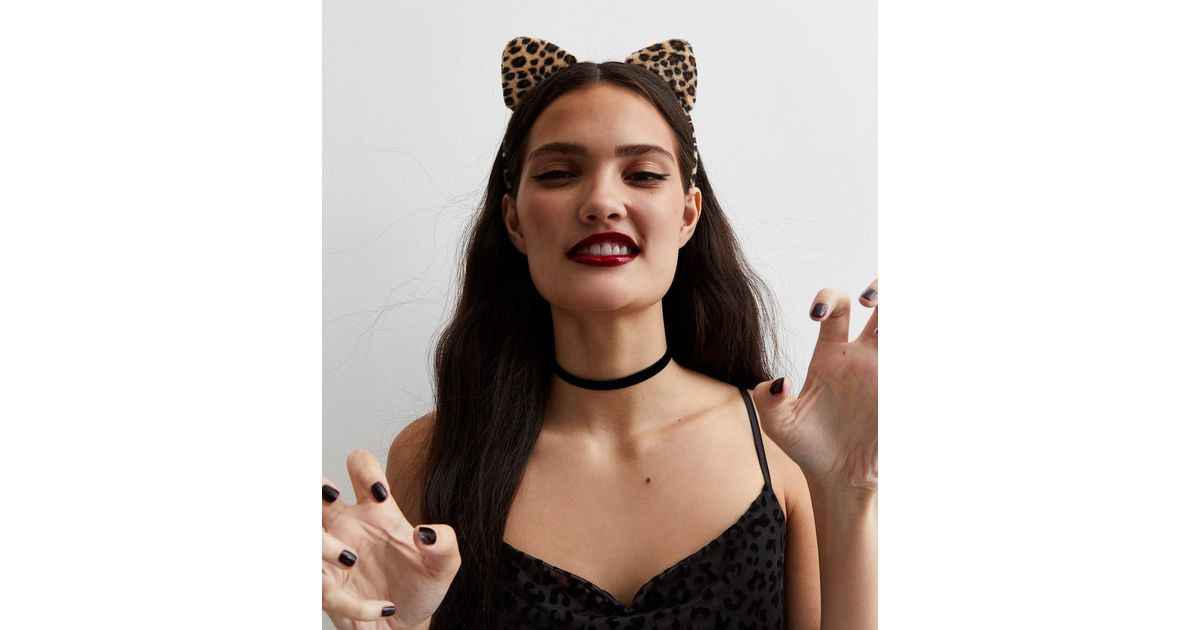 Brown Leopard Cat Ears Headband New Look