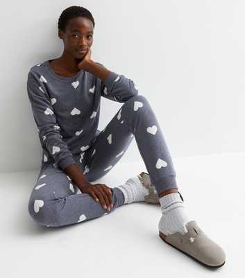 Tall Blue Heart Print Pyjama Top
