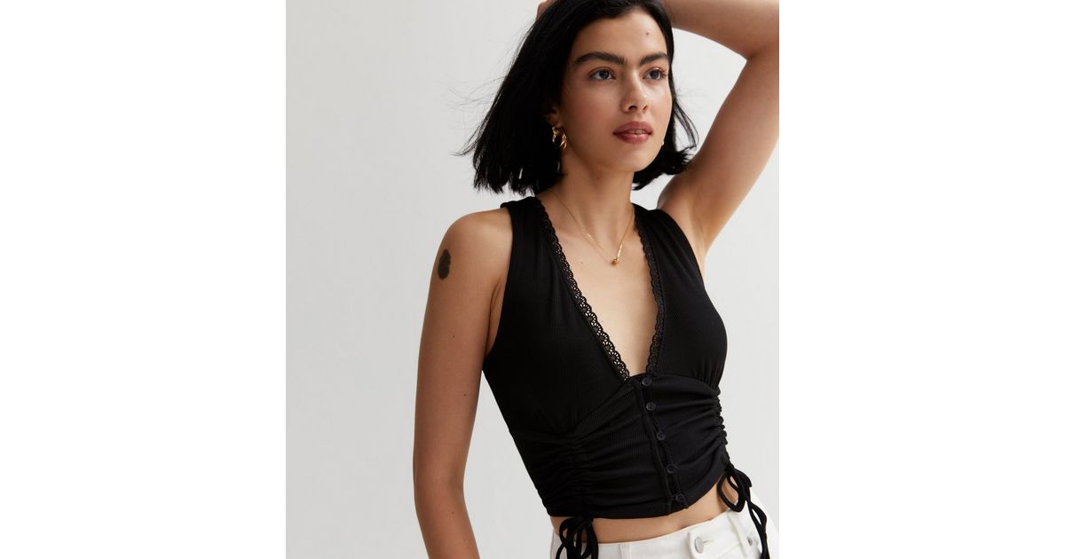 Serena Lace-Trimmed Ruched Top