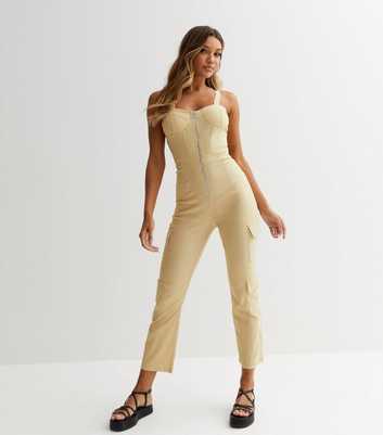 Cameo Rose Stone Zip Utility Jumpsuit