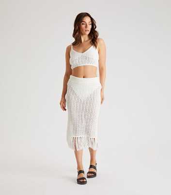 Urban Bliss White Tassel Top and Skirt Set
