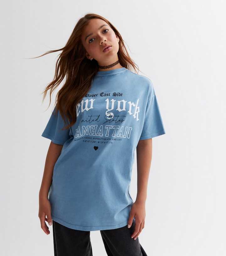 Cotton Oversized T-shirt - Bright blue/New York - Kids