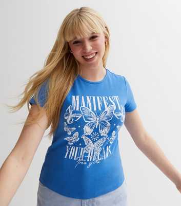 Girls Blue Manifest Logo T-Shirt