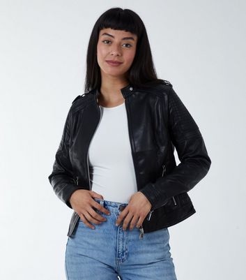 Leather look sale biker jacket womens