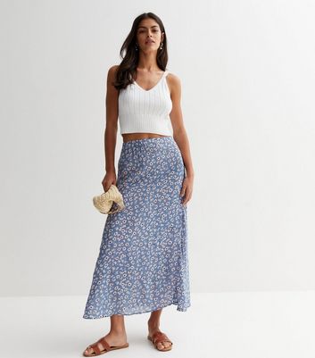 Blue floral 2025 skirt new look