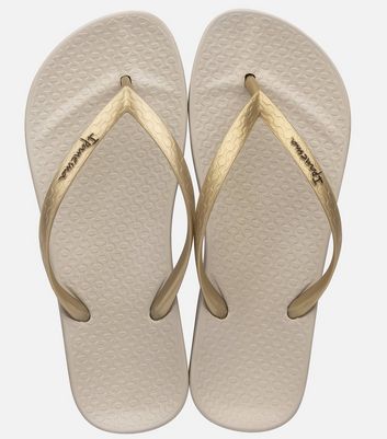 Ladies gold 2025 flip flops