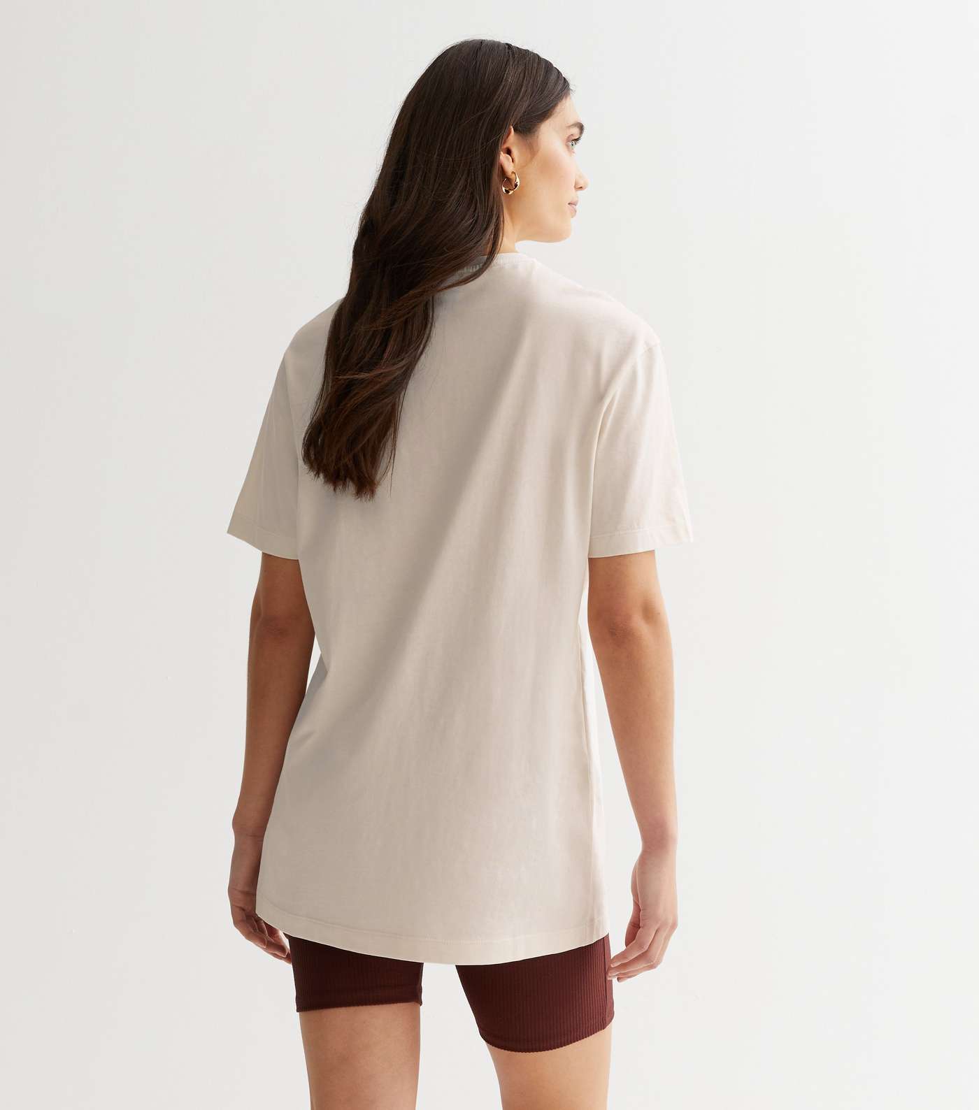 Cream Cotton Split Hem Oversized T-Shirt Image 4