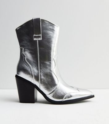 New look silver hot sale ankle boots