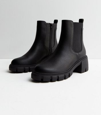 Black leather outlet look chelsea boots