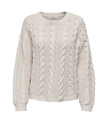 JDY Off White Cable Knit Jumper New Look
