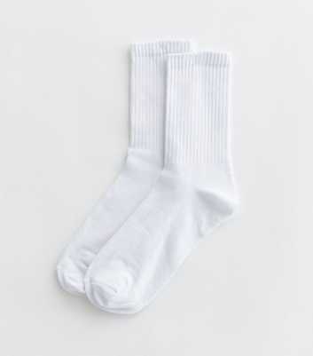White Ribbed Tube Socks