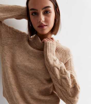 JDY Stone Cable Knit Crew Neck Jumper