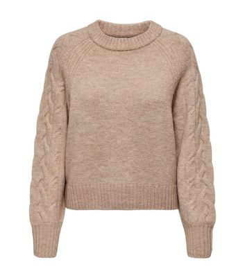 JDY Stone Cable Knit Crew Neck Jumper New Look