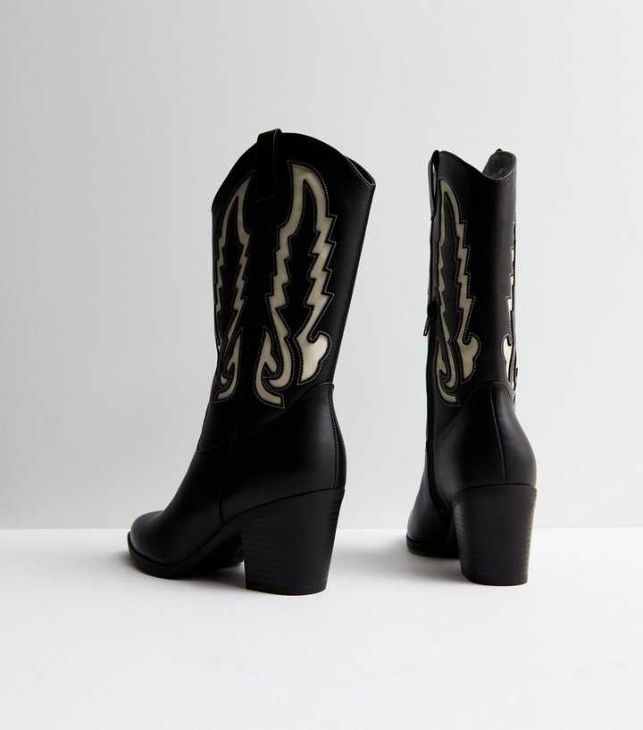 Real Leather Color Block Hair On Cowboy Boot