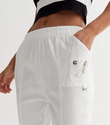 Blue Vanilla White Utility Crop Trousers New Look